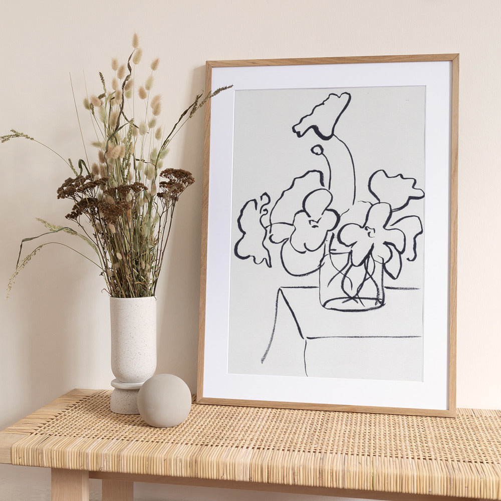 Black and White Poppies Small - Art Print by Christine Lindstrom