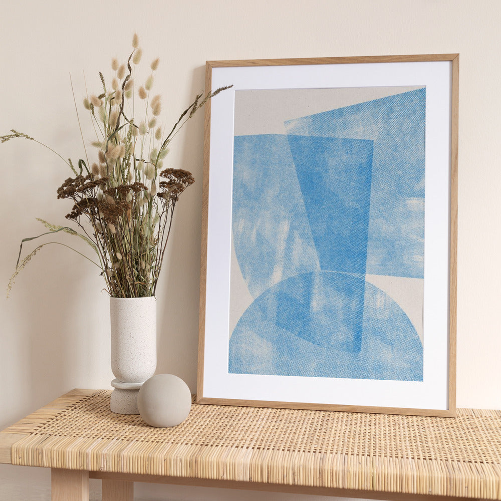 Blue Geometric Waves - Art Print by THE MIUUS STUDIO