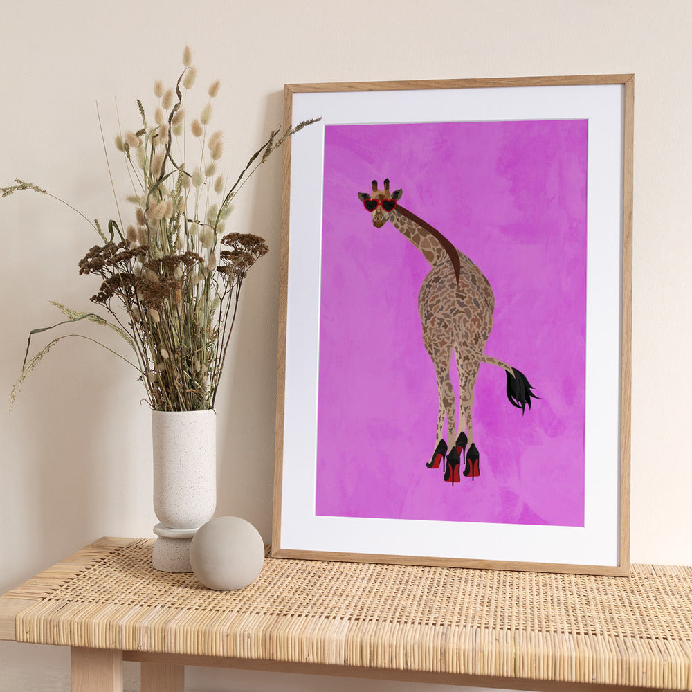 Quirky Giraffe wearing shoes - Art Print by Sarah Manovski