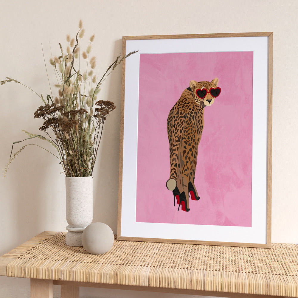 Sexy cheetah in heels - Art Print by Sarah Manovski