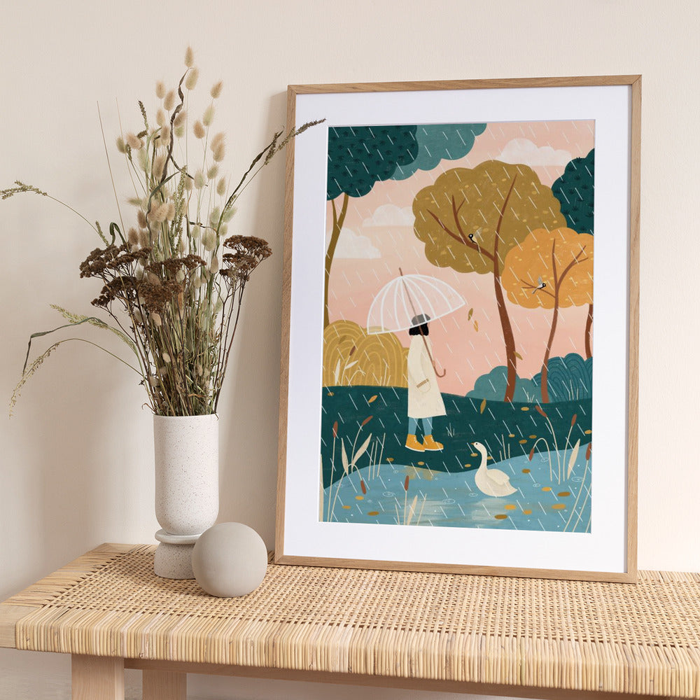 Rainy Day Stroll - Art Print by Bea Müller