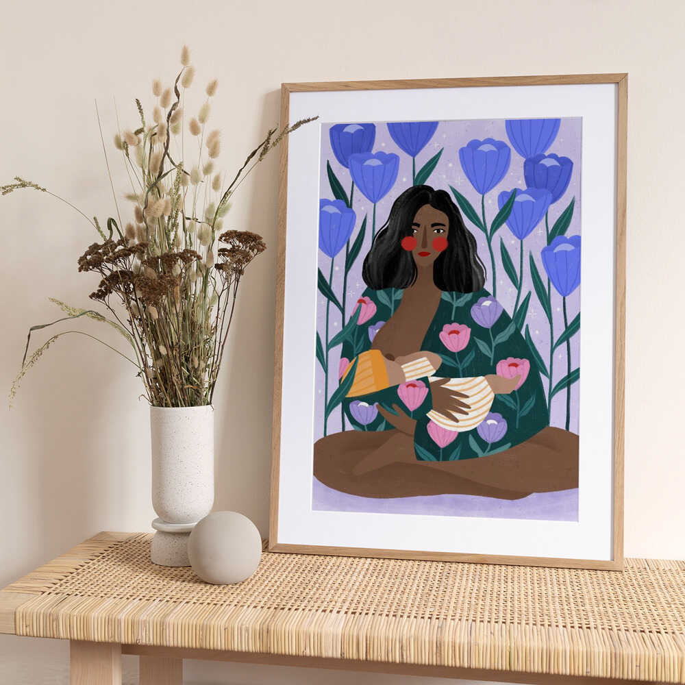 Mother's Floral Embrace - Art Print by Bea Müller