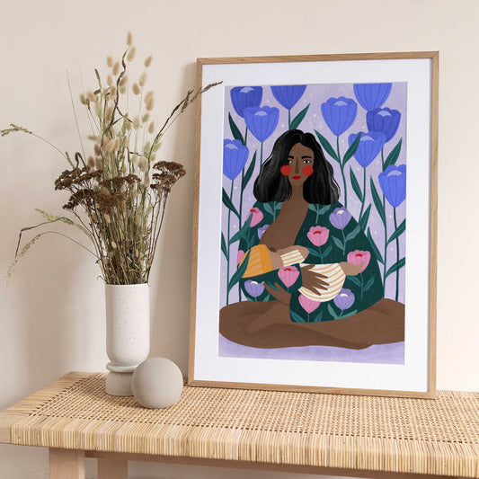 Mother's Floral Embrace - Art Print by Bea Müller