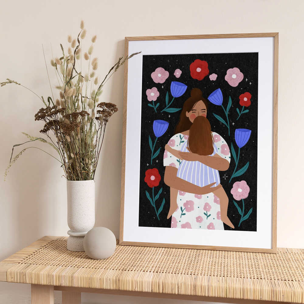Tender Mother Hug - Art Print by Bea Müller