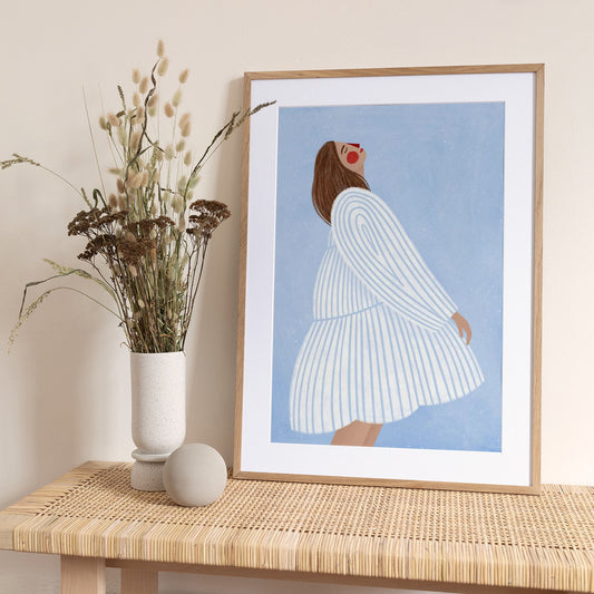 The Woman With the Blue Stripes - Art Print by Bea Müller