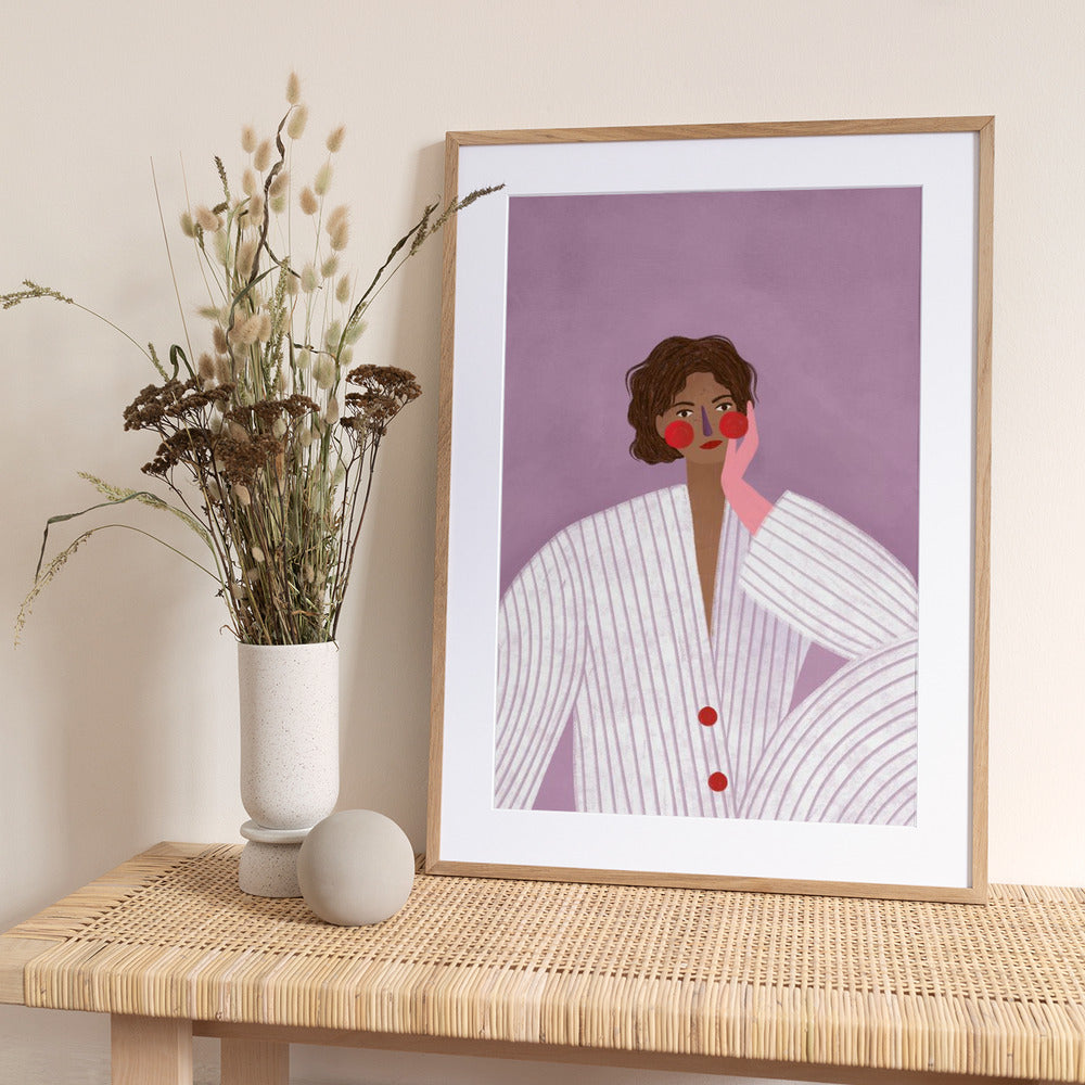 The Woman With the Pink Glove - Art Print by Bea Müller