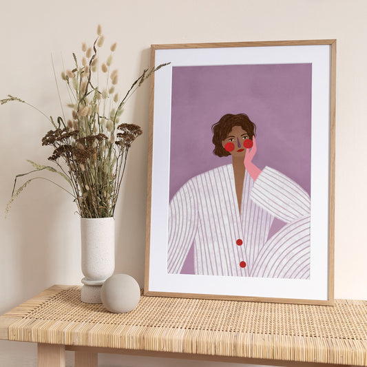 The Woman With the Pink Glove - Art Print by Bea Müller