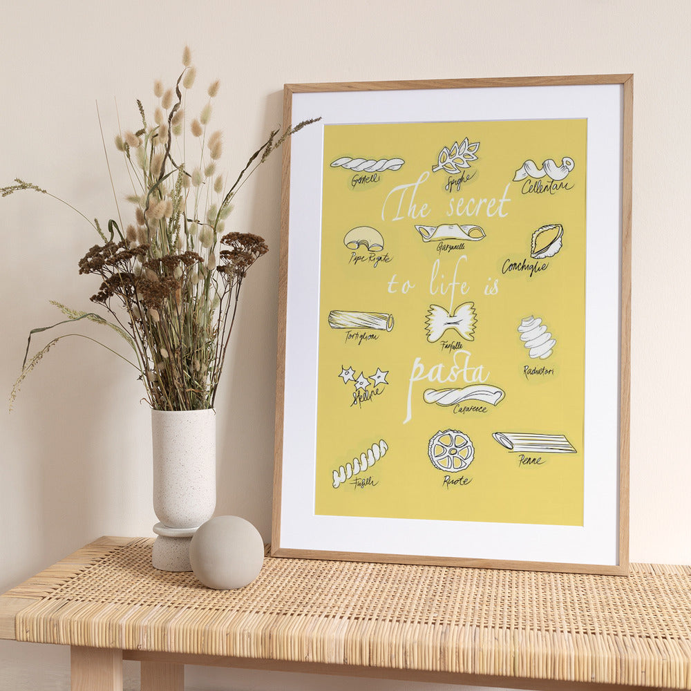 The Secret To Life Is Pasta - Art Print by casa cartissi