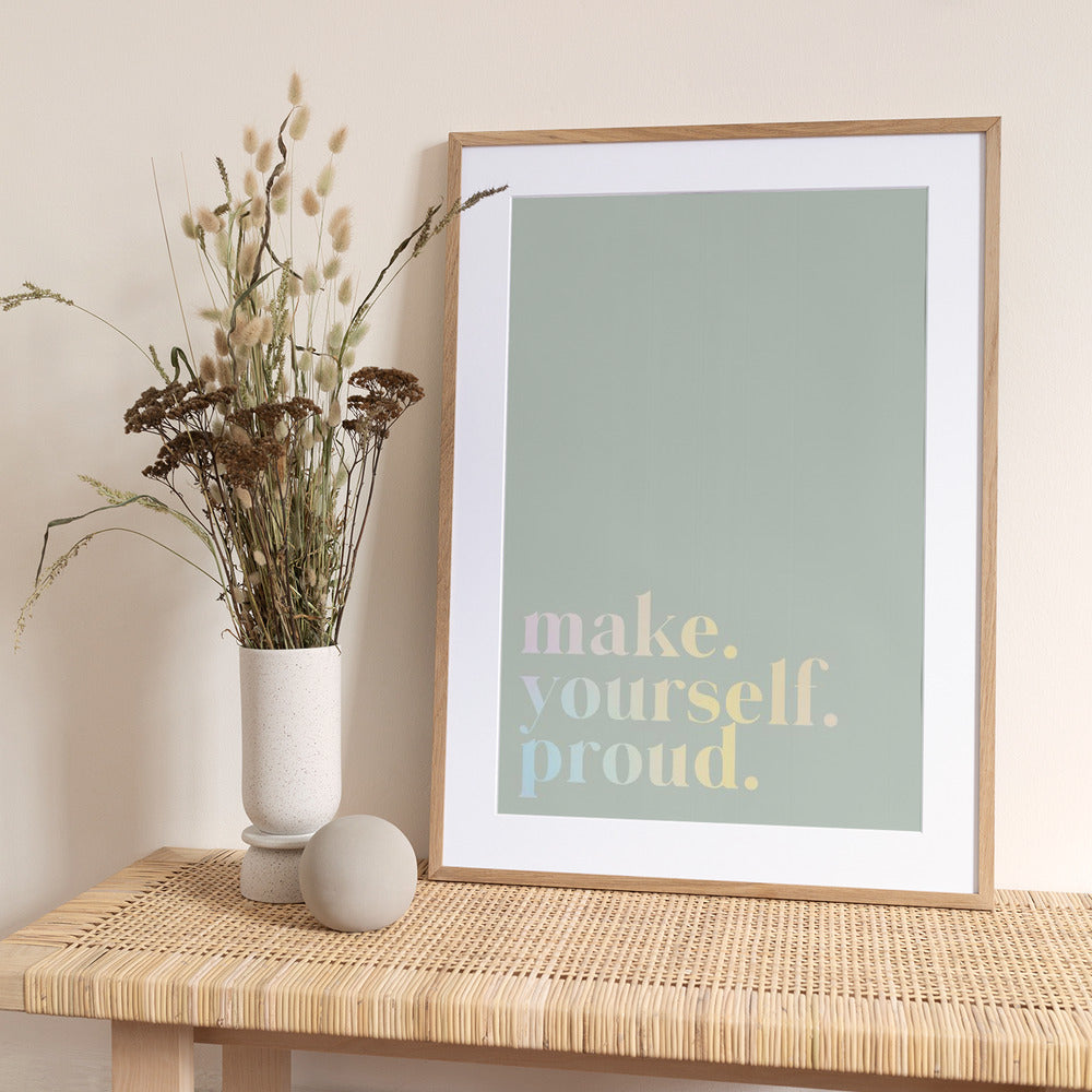 Make Yourself Proud Quote Mint and Gradient - Art Print by uplusmestudio