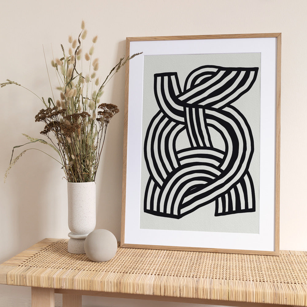 Mid Century Modern Abstract line Art Painting - Art Print by Little Dean