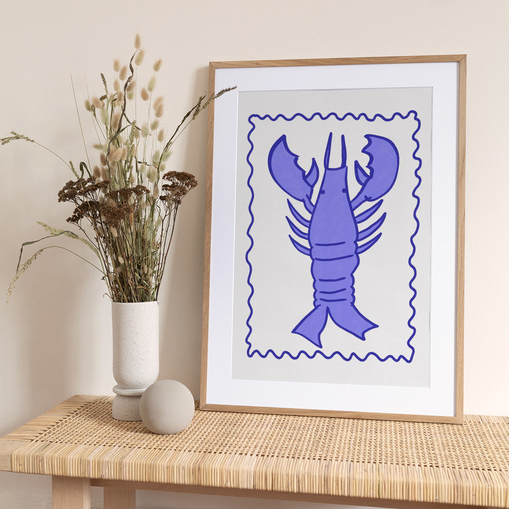Purple Lobster Stamp - Art Print by Athene Fritsch