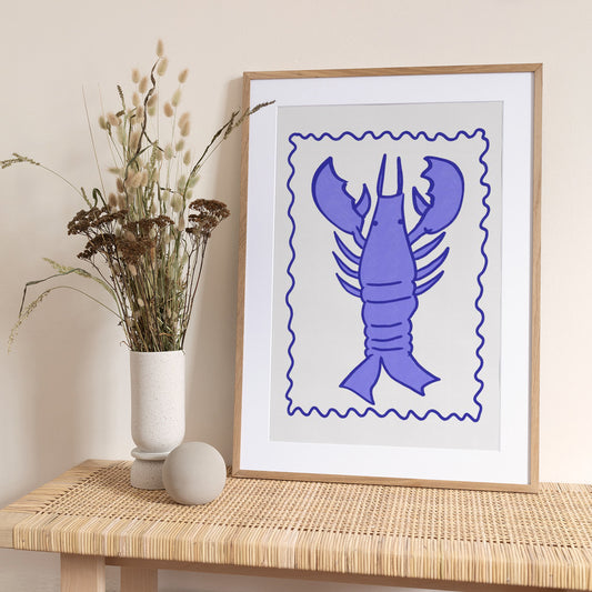 Purple Lobster Stamp - Art Print by Athene Fritsch