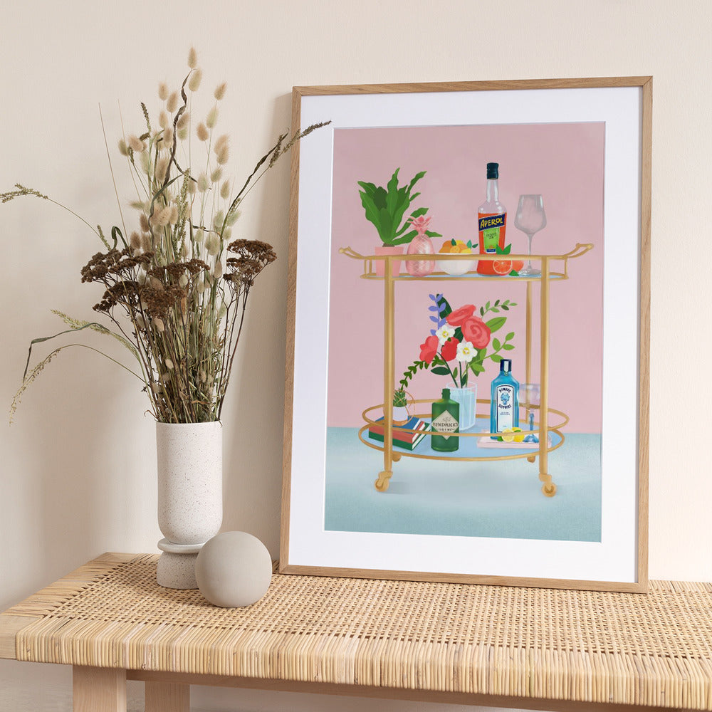 Bar Cart - Art Print by Petra Lizde