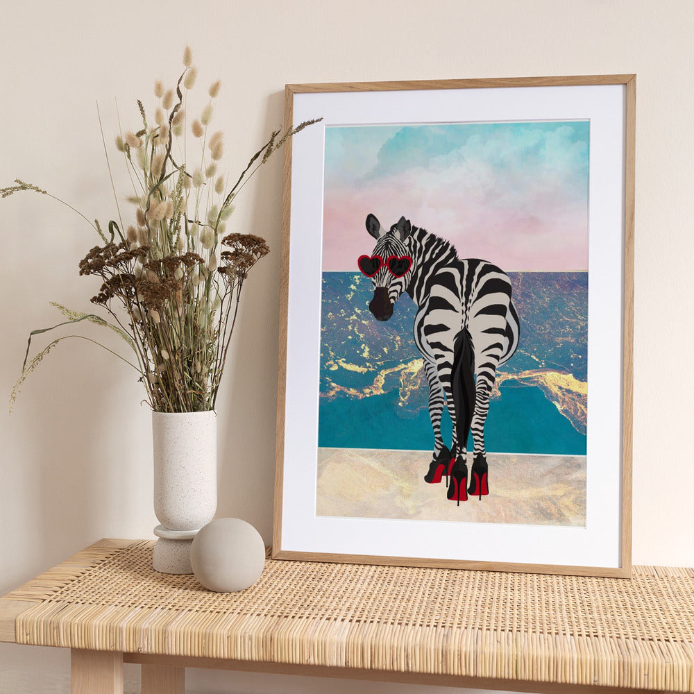 Zebar in heels on the beach - Art Print by Sarah Manovski