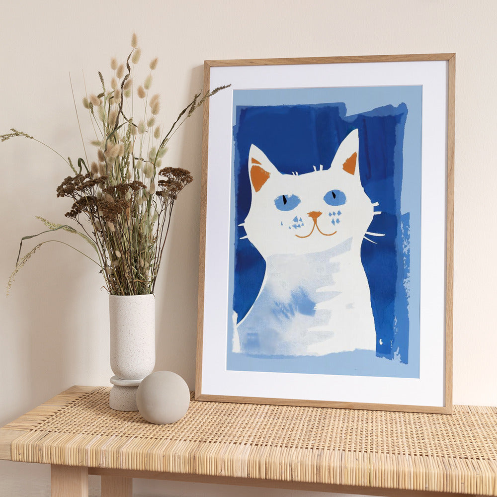 Cat In Blue - Art Print by Andreas Magnusson