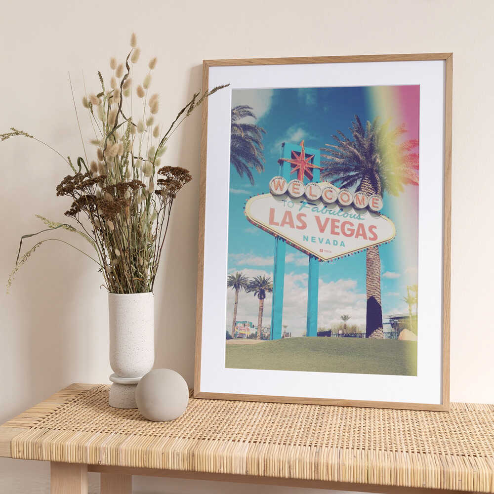 Vegas Sign Vintage - Art Print by Pictufy Studio III Travel Poster