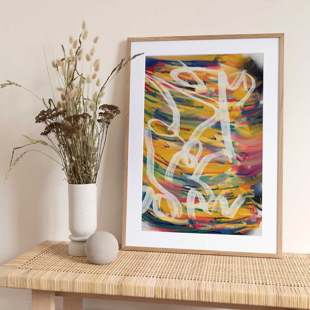 Chaos color large abstract - Art Print by Little Dean