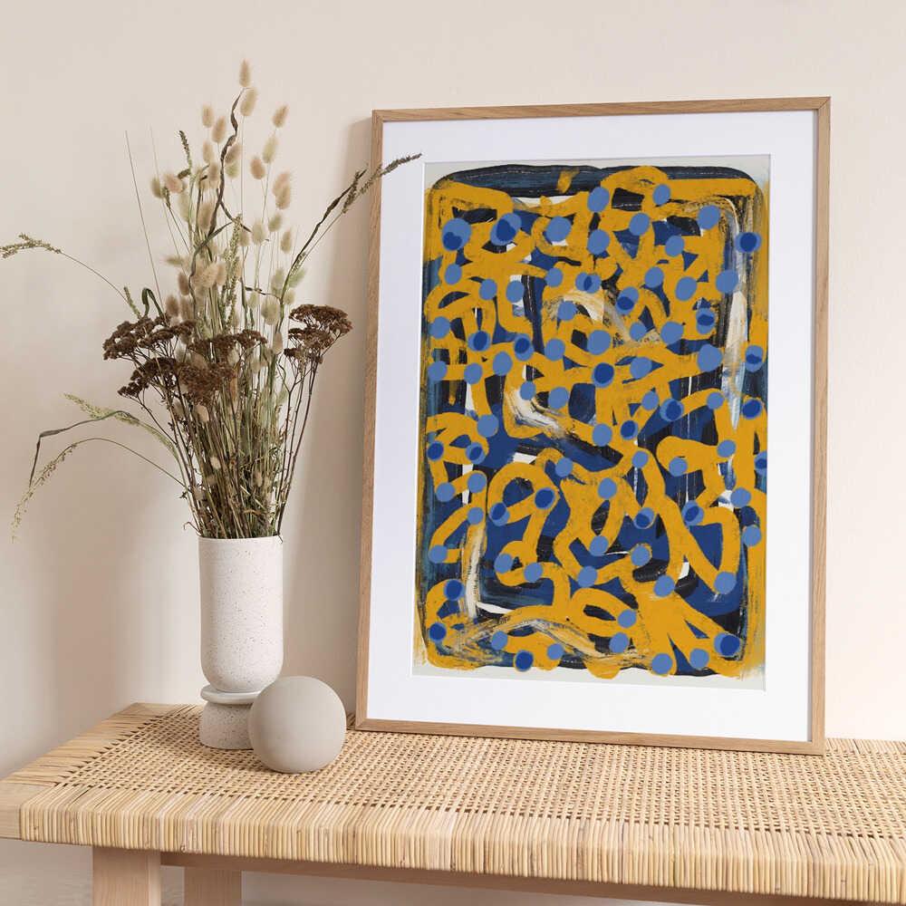 Abstract Blue Polka Dot - Art Print by Little Dean