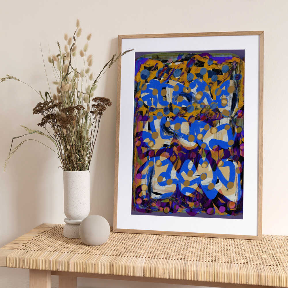 Line art abstract purple substract - Art Print by Little Dean
