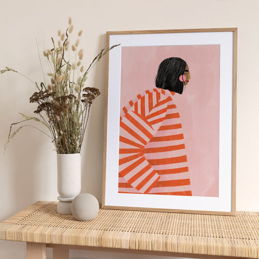 The Woman With the Orange Stripes - Art Print by Bea Müller