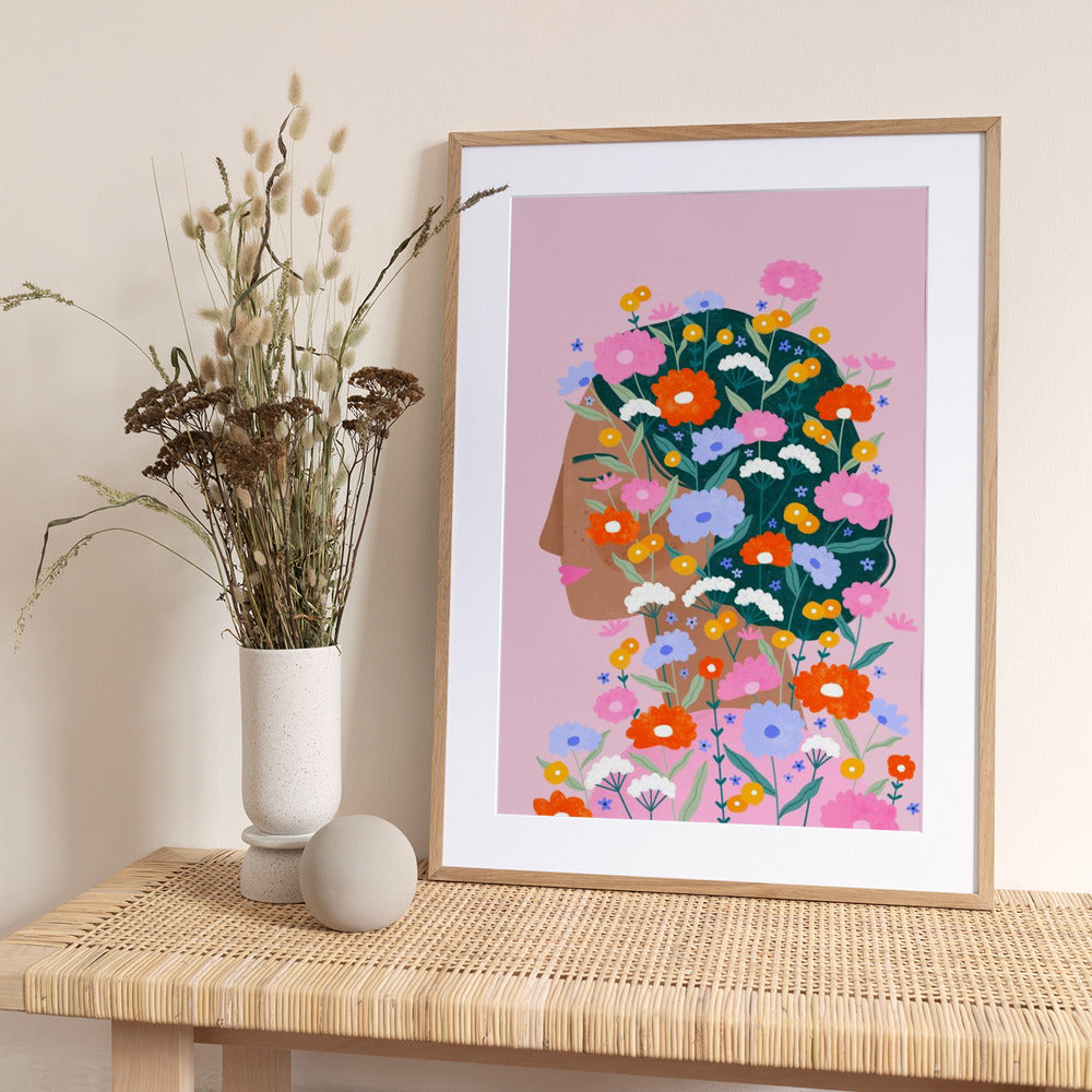 Colourful Flower Lady - Art Print by Bea Müller