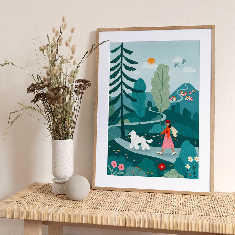Poodle Walk - Art Print by Bea Müller