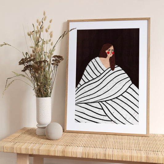 The Woman With Black and White Stripes - Art Print by Bea Müller