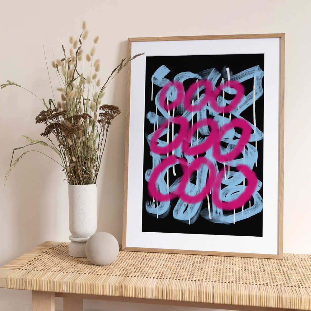 Loop pink abstract - Art Print by Little Dean