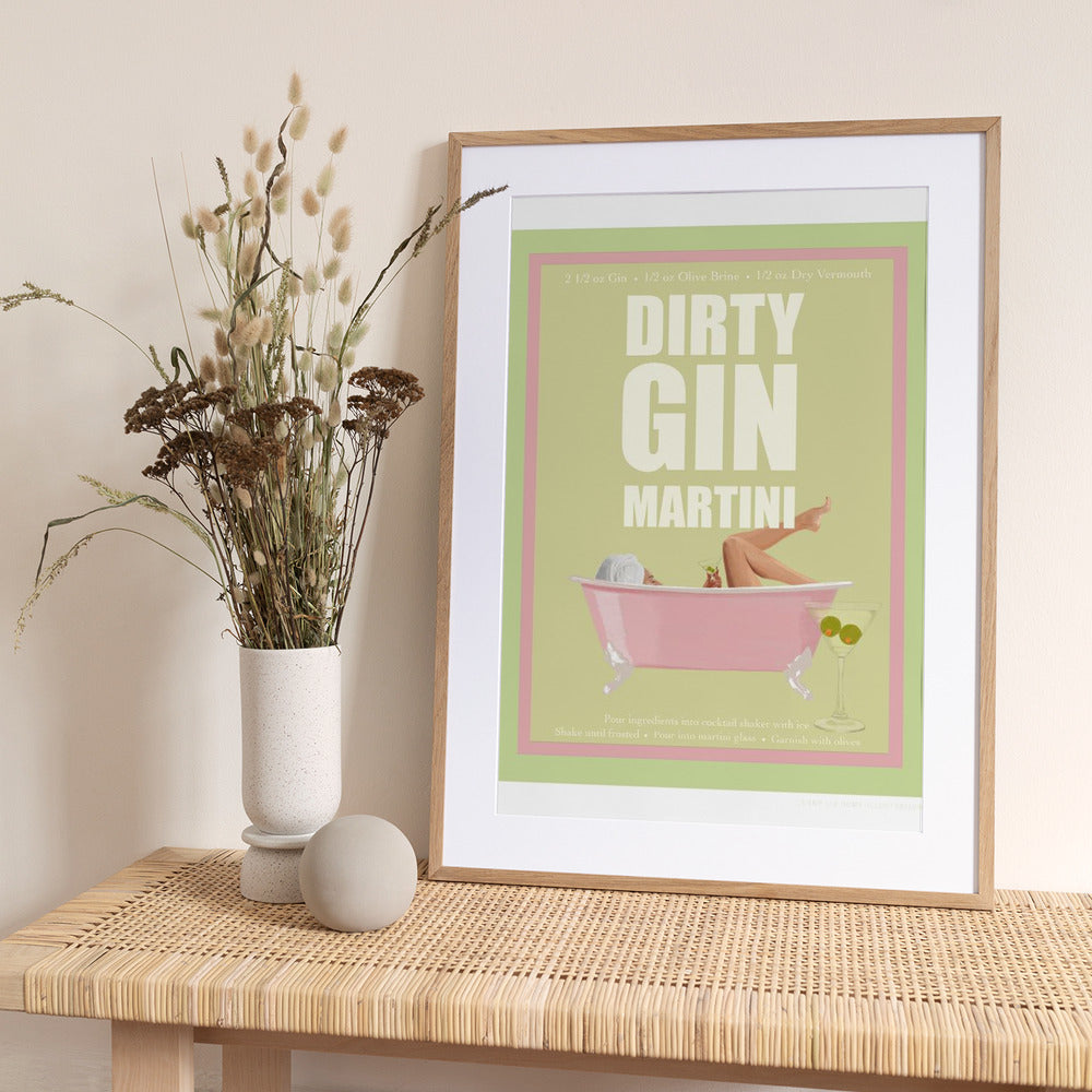 Jlr Cocktails- Dirty Gin Martini - Art Print by Jenny Liz Rome