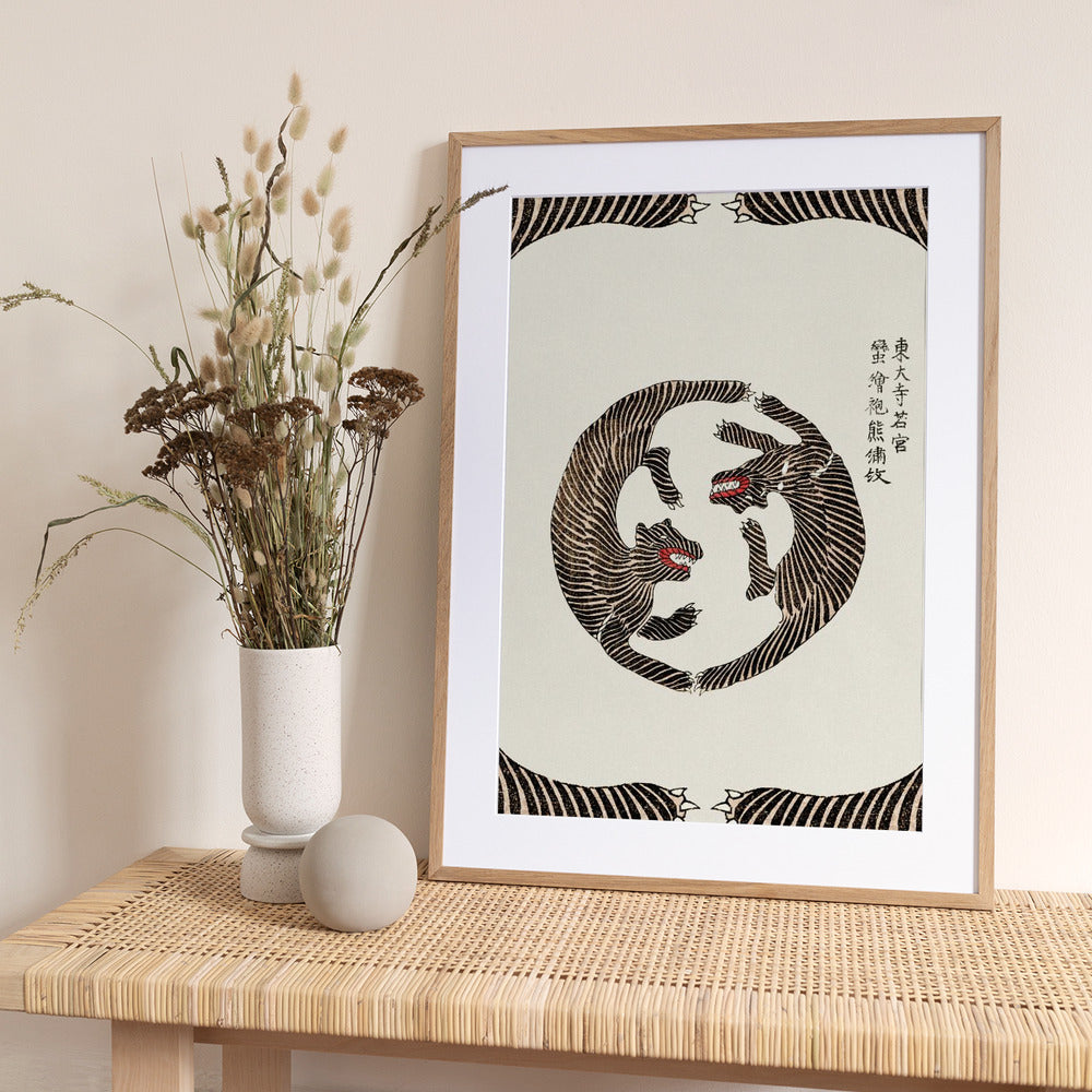 Woodblock Tigers From Yatsuo No Tsubaki (Creative ed.)) - Art Print by Taguchi Tomoki