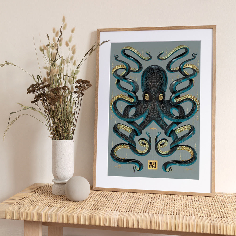 Octopus Black & Gold - Art Print by Mark Harrison
