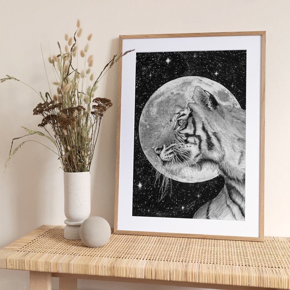 Moon and Tiger Original - Art Print by EC Mazur