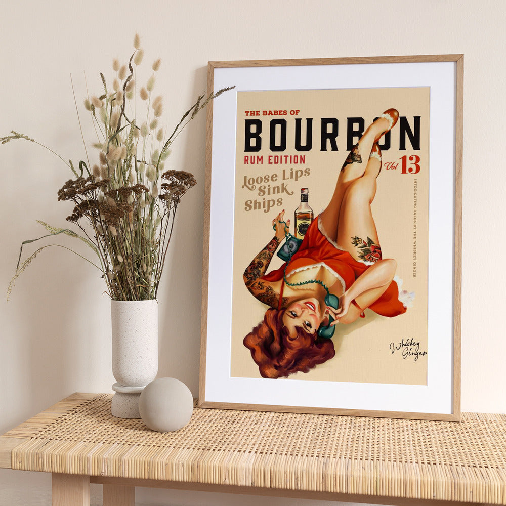 Babes of Bourbon Vol 13 Rum Drinking Pinup Girl Art - Art Print by The Whiskey Ginger