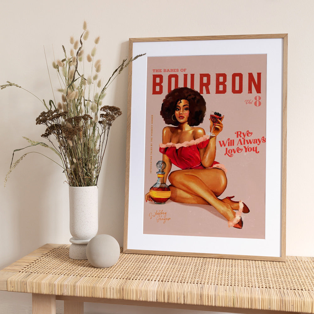 Babes of Bourbon Vol 8 Vintage Pinup Girl With Afro - Art Print by The Whiskey Ginger