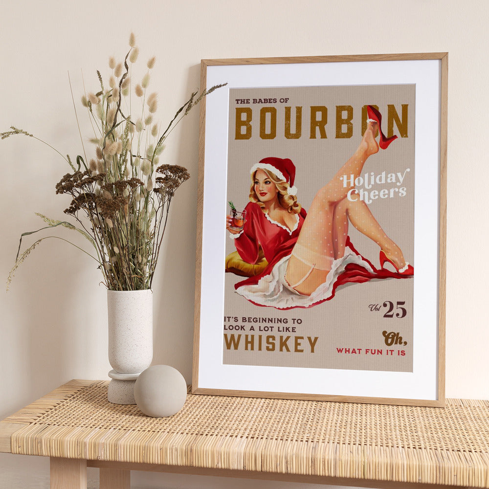 Babes of Bourbon Vol 25 Holiday Cheer Christmas Pinup - Art Print by The Whiskey Ginger