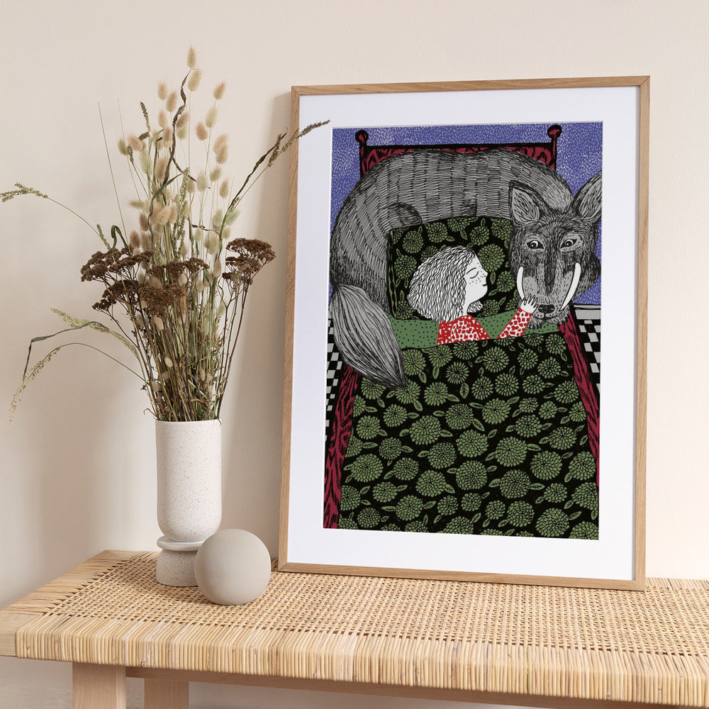 Girl and Wolf - Art Print by Kasia Walentynowicz