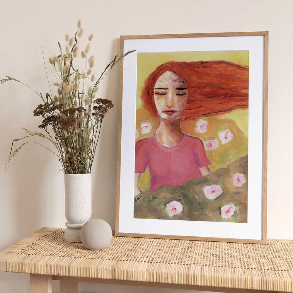 Red Head Free as the Breeze - Art Print by Sharyn Bursic