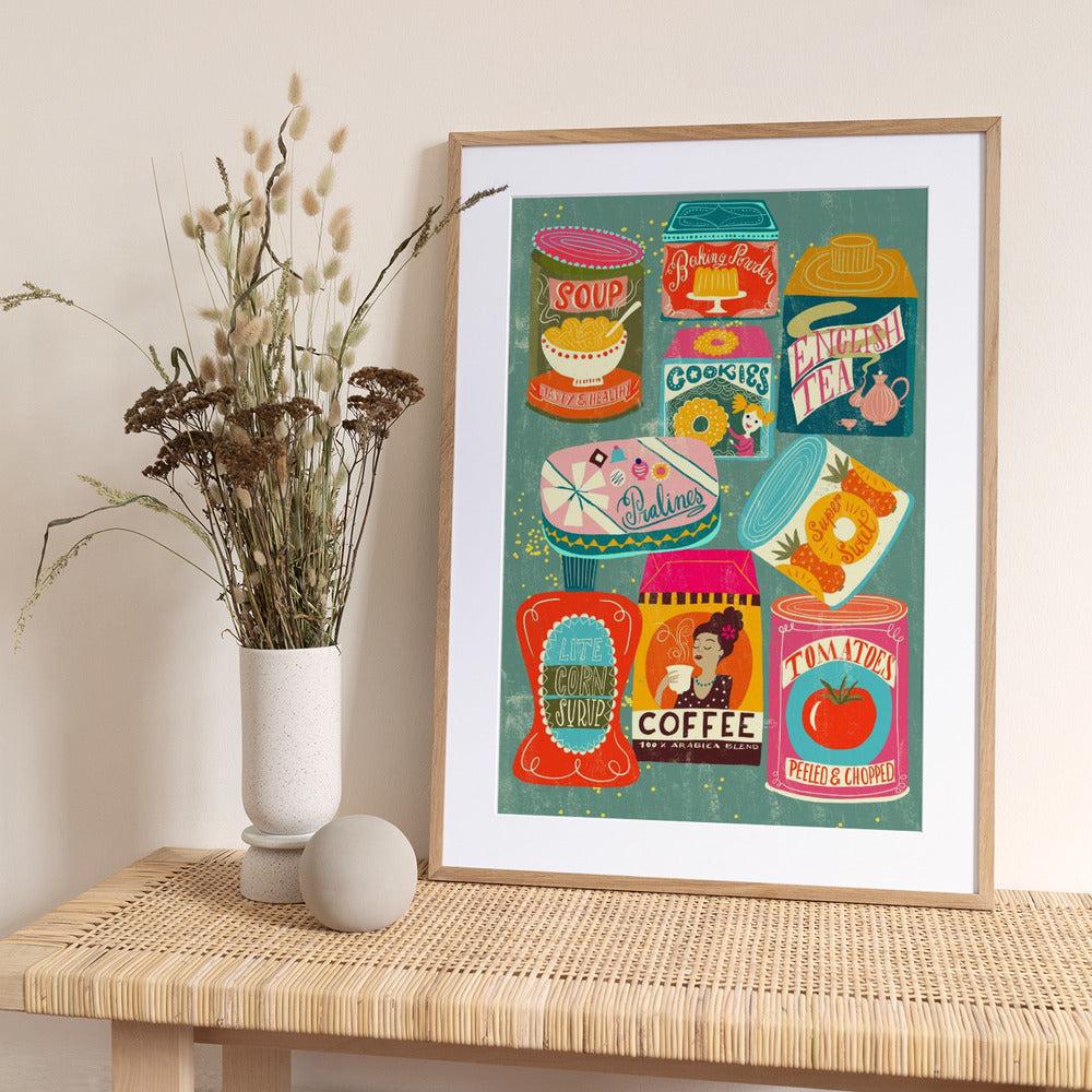 Colorful Pantry Turquoise - Art Print by uta krogmann