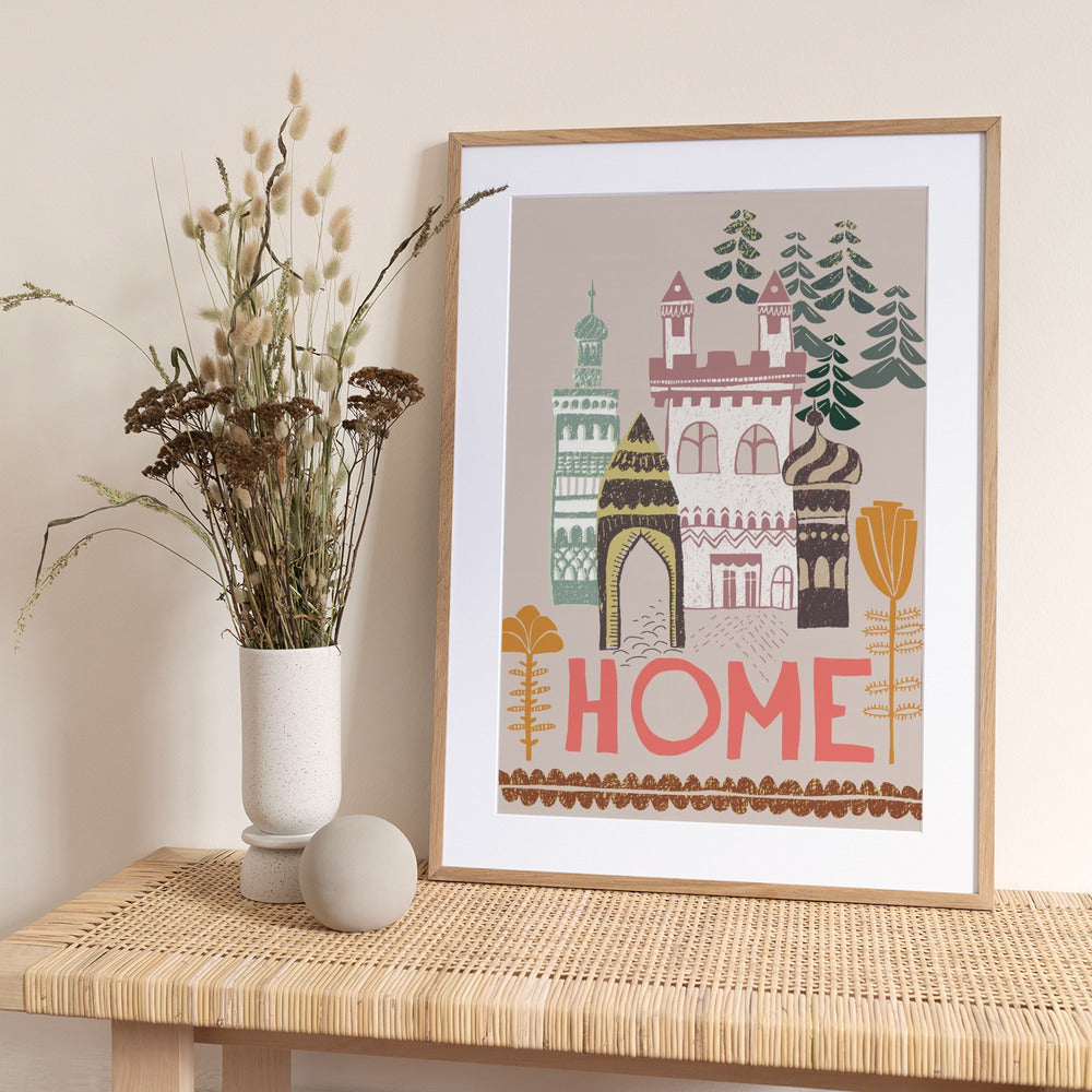 Block print Home - Art Print by Annick