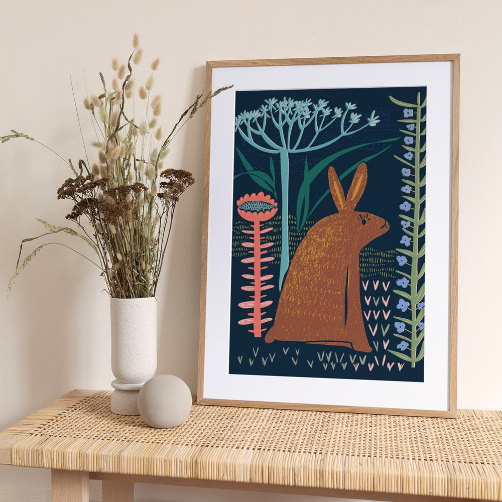 Block print bunny - Art Print by Annick
