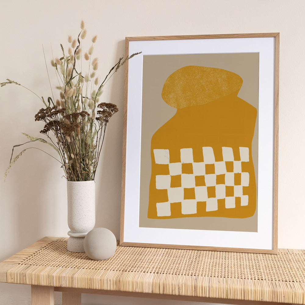 Golden Checkered Form - Art Print by THE MIUUS STUDIO