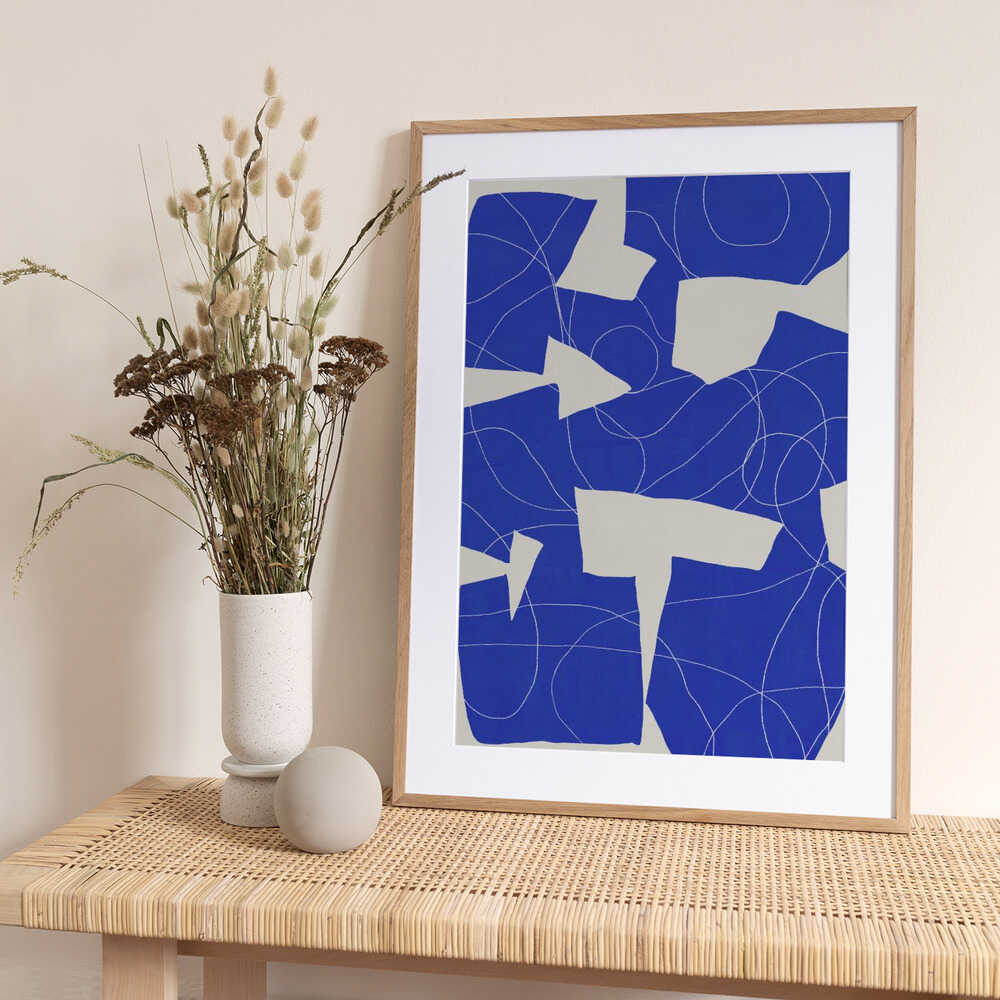 Bold Blue Geometric Shapes - Art Print by Little Dean