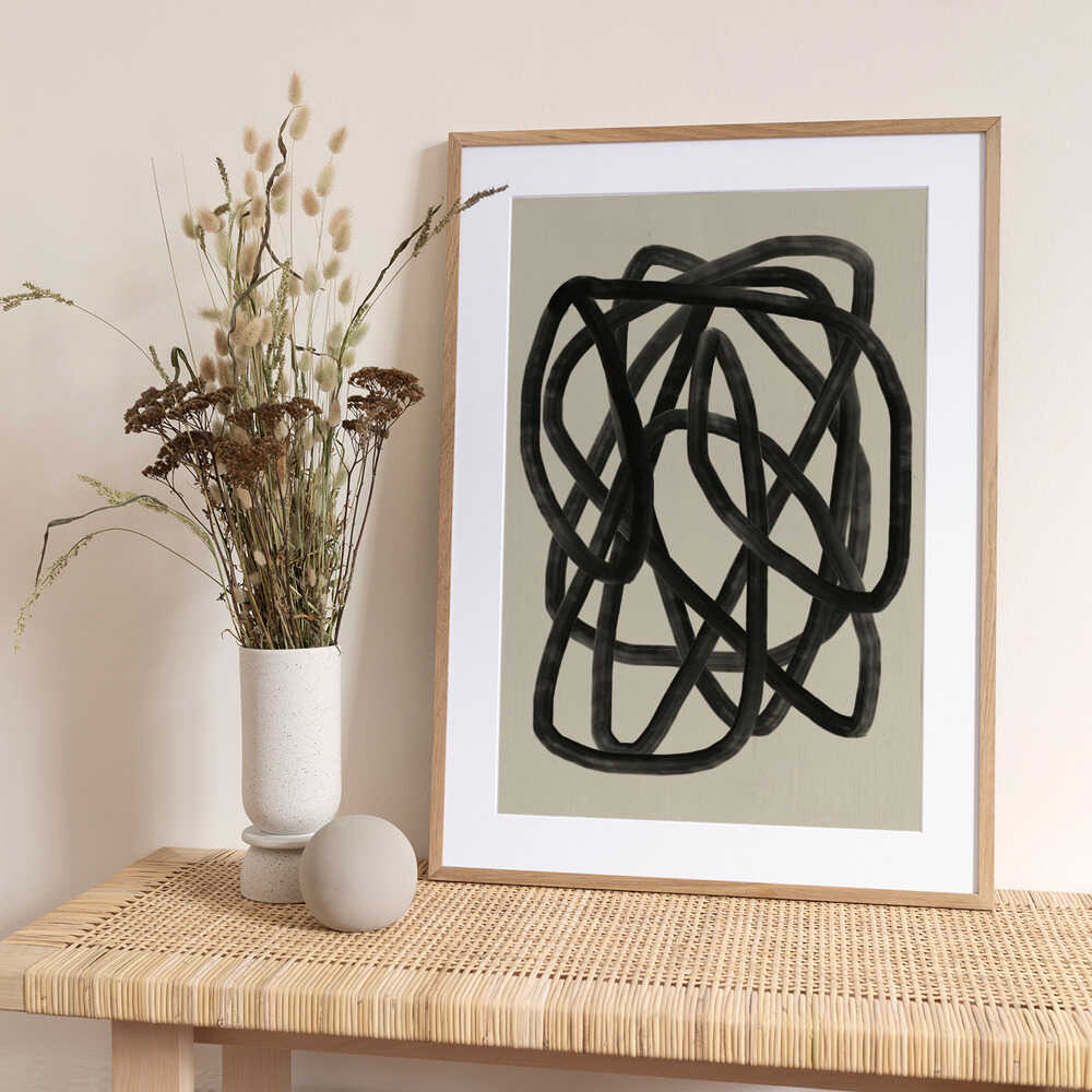 Black Loops On A Beige Canvas - Art Print by Little Dean