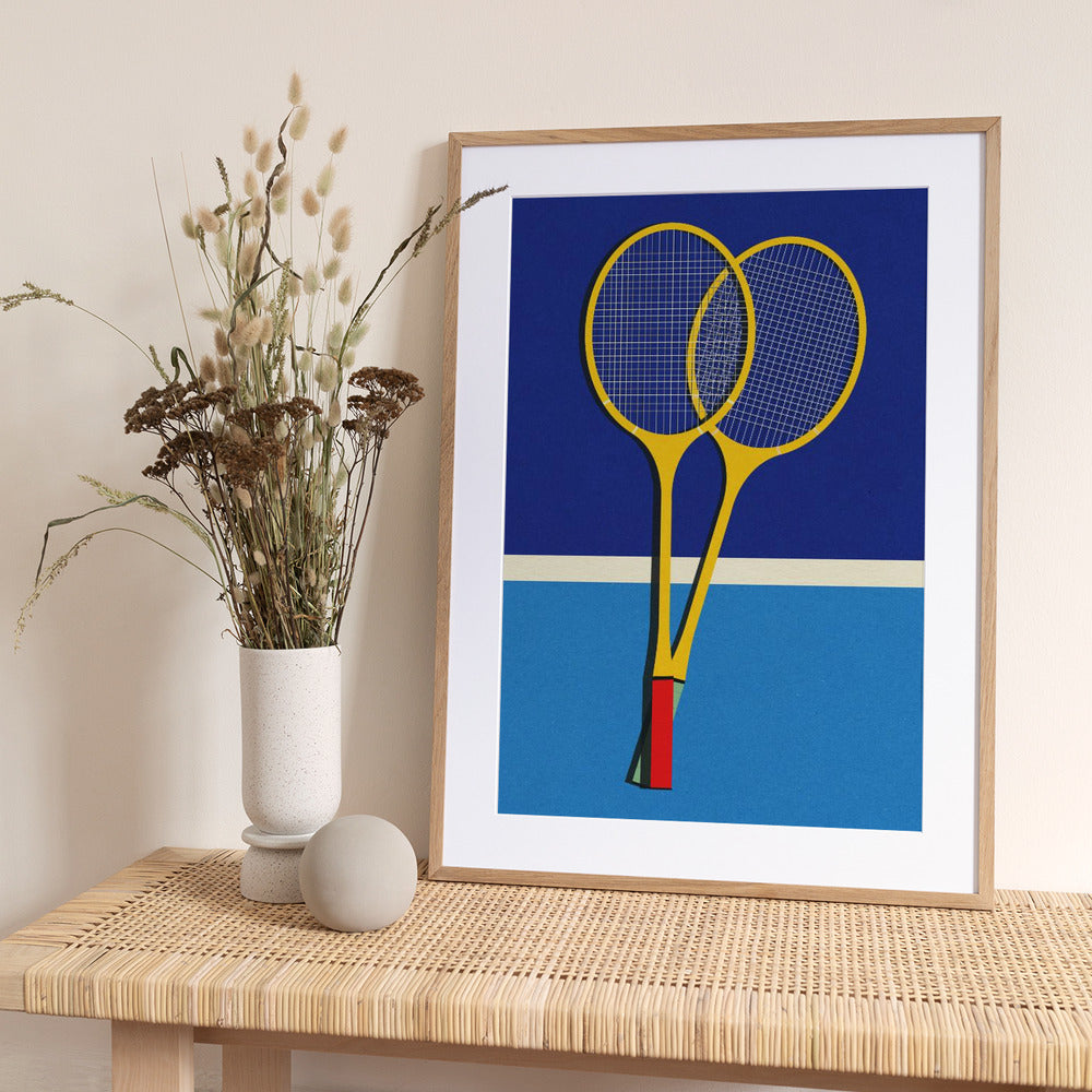 Wooden Badminton Rackets - Art Print by Rosi Feist