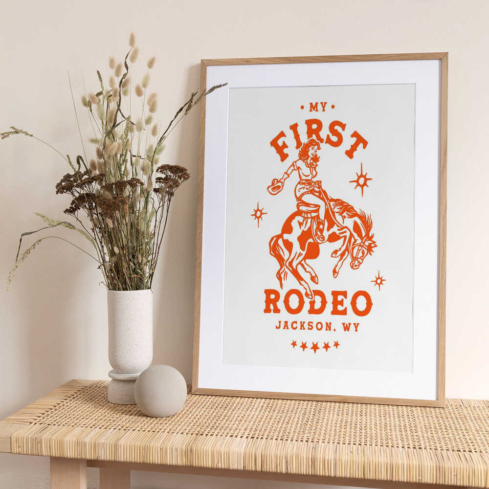 My First Rodeo Jackson Wyoming Horseback Cowgirl - Art Print by The Whiskey Ginger