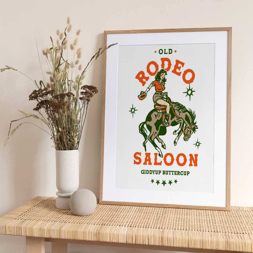 Old Rodeo Saloon Cowgirl: Giddyup Buttercup - Art Print by The Whiskey Ginger