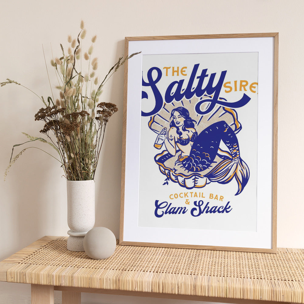 Salty Siren Cocktail Bar and Clam Shack Mermaid - Art Print by The Whiskey Ginger
