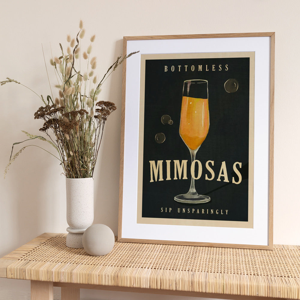 Bottomless Mimosas Art Deco Cocktail Bar Art - Art Print by The Whiskey Ginger