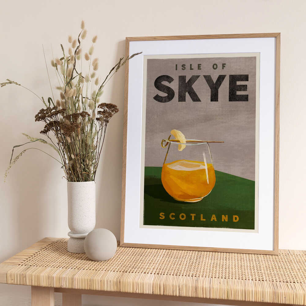 Isle Of Skye Scotland Scotch Cocktail Travel Poster - Art Print by The Whiskey Ginger Travel Poster