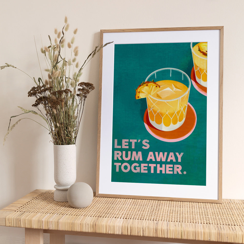 Rum Away Beach Bar Cocktail Art - Art Print by The Whiskey Ginger